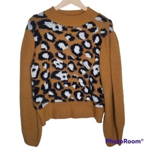MOLLY BRACKEN Animal Leopard Cheetah Print Sweater NWOT